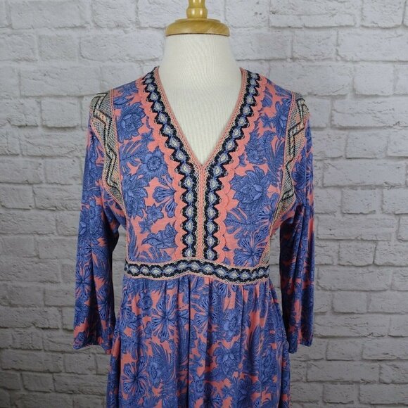 J. Jill Women's Tunic Top Crochet Trim Floral Tie-Back Blouse Boho Oversized XS - Picture 4 of 12